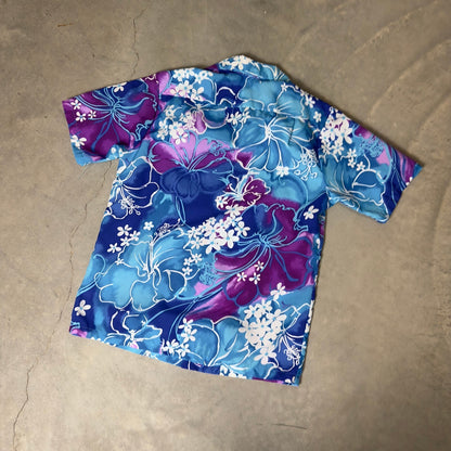 Vintage Hukilau Hawaiian Shirt Mens S Purple Floral Aloha