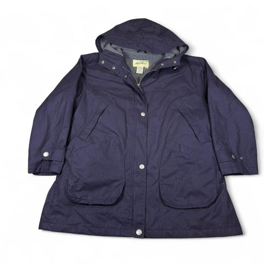 Eddie Bauer Jacket Womens L Purple Nylon Fleece Warm Hooded Vintage Style