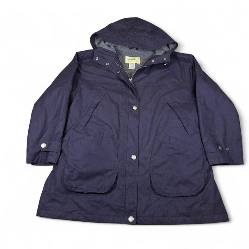 Eddie Bauer Jacket Womens L Purple Nylon Fleece Warm Hooded Vintage Style