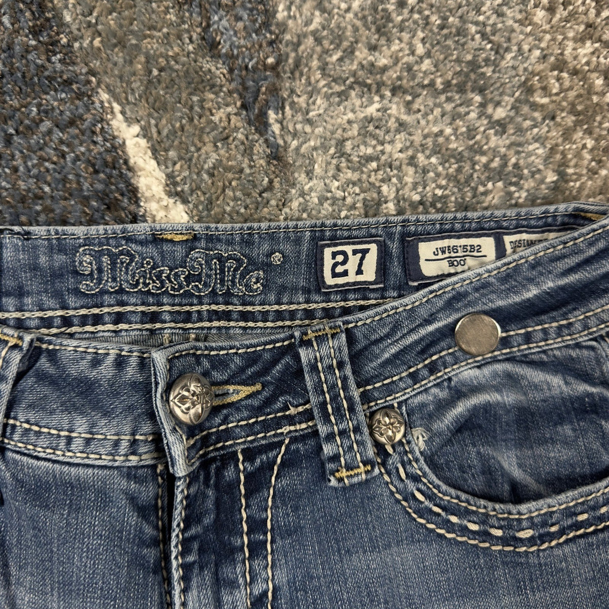 Y2K Miss Me Bootcut Jeans Womens 27 Medium Wash Embellished