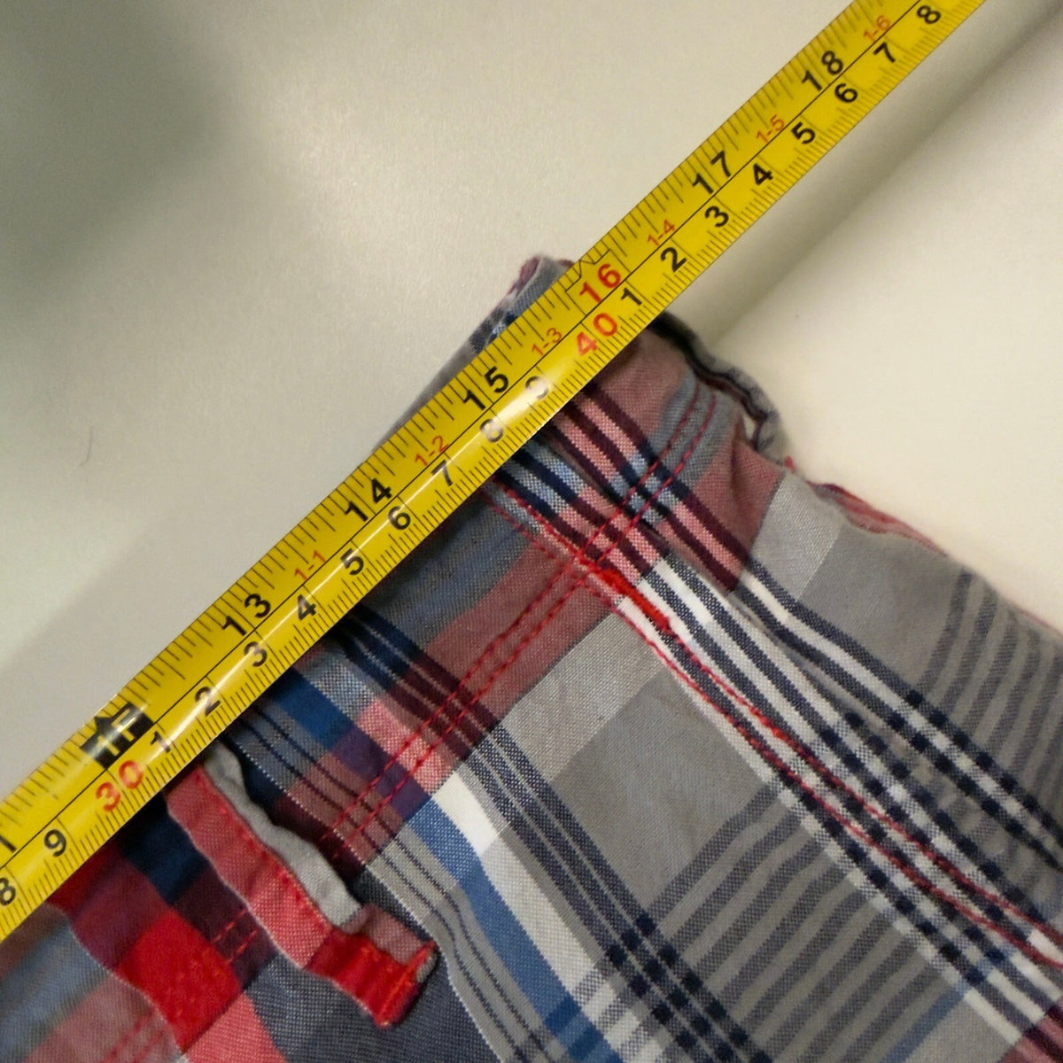 Vintage Arizona Jean Co Plaid Shorts Boys 18 Husky Red White