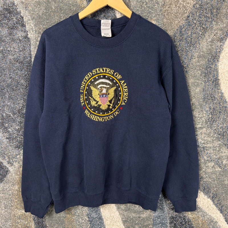 Gildan USA Seal Sweatshirt Mens M Navy Washington DC