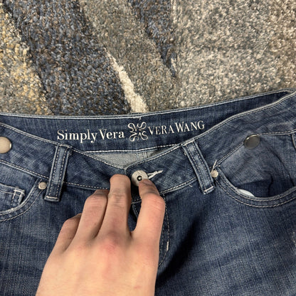Y2K Simply Vera Wang Distressed Skinny Jeans Womens 2 Blue