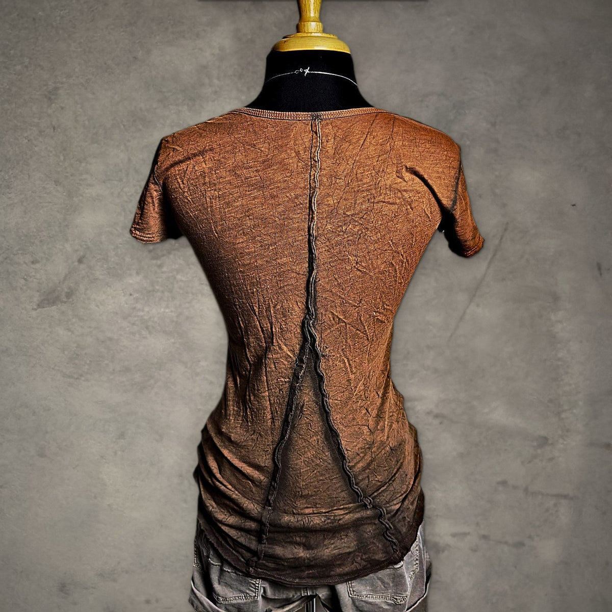Sugar Skull Rhinestone Graphic Tee Womens L Brown