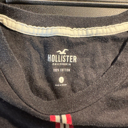 Hollister Striped T-Shirt Mens L Black Red White Surf Y2K