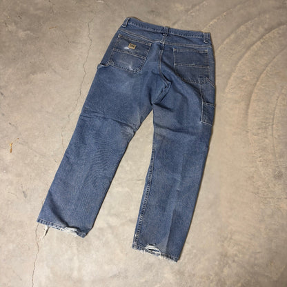 Vintage Lee Dungarees Carpenter Jeans Mens 33x30 Blue Baggy