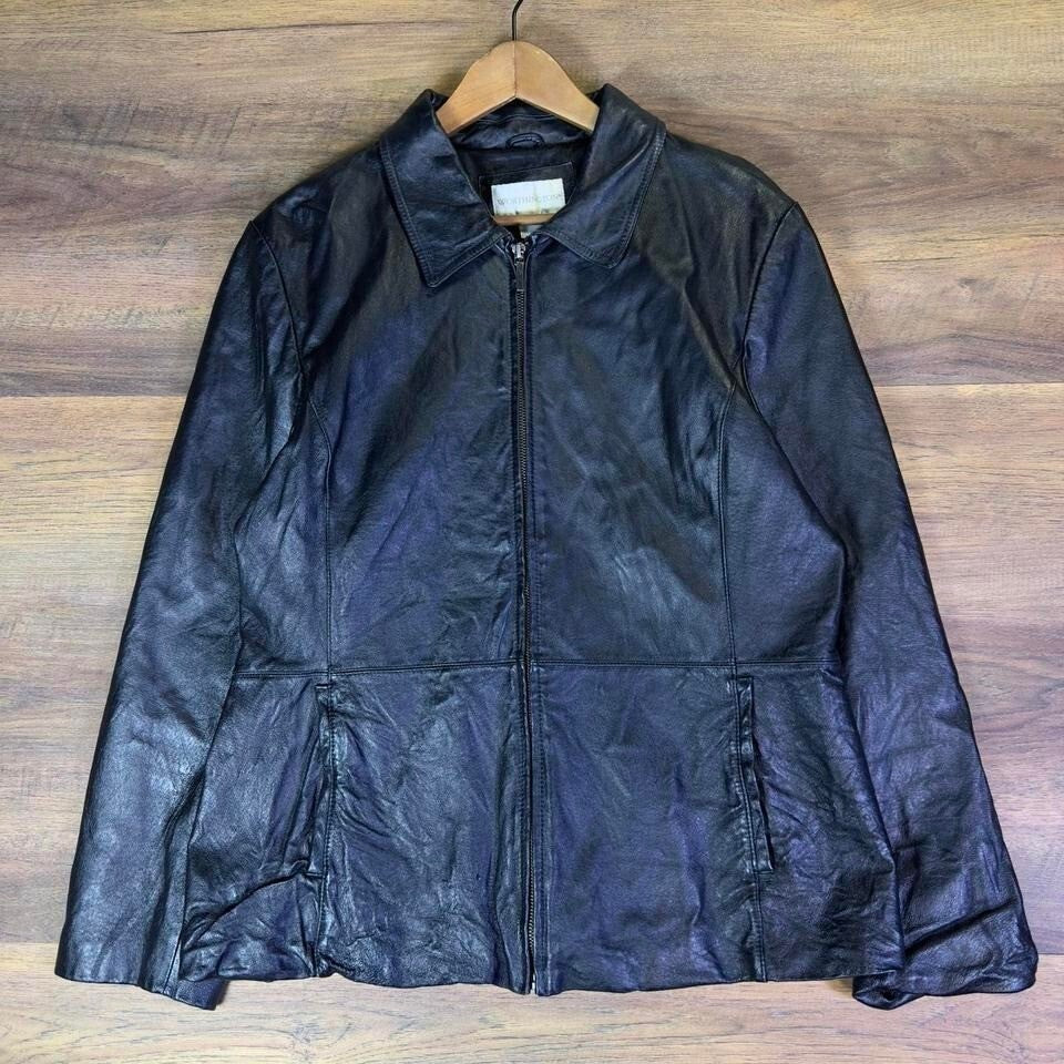 Worthington Leather Jacket Women's XL Black Zip Front