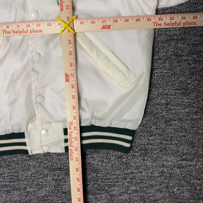 Birdie Heileman's Beer Satin Bomber Jacket S White Green