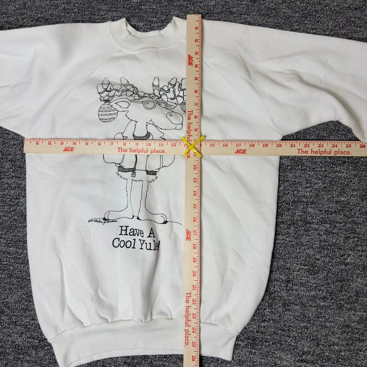 Vintage 1990 Cool Yule Christmas Moose Sweatshirt White L