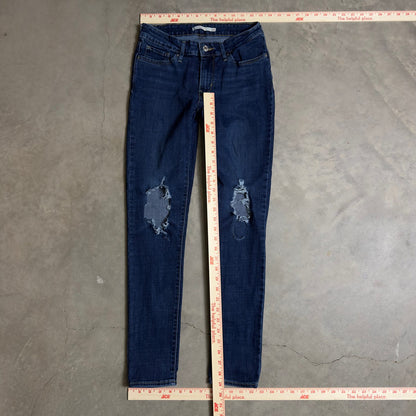 Levi's 711 Skinny Jeans Womens 27x30 Dark Wash Distressed