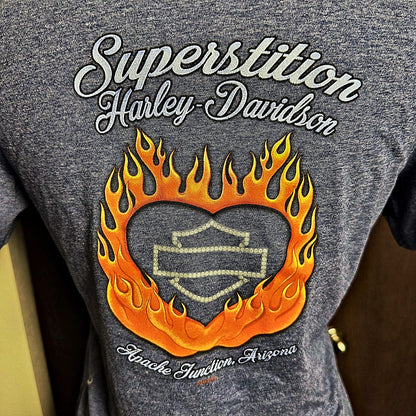 Harley-Davidson V-Neck Tee Womens M Blue Apache Junction