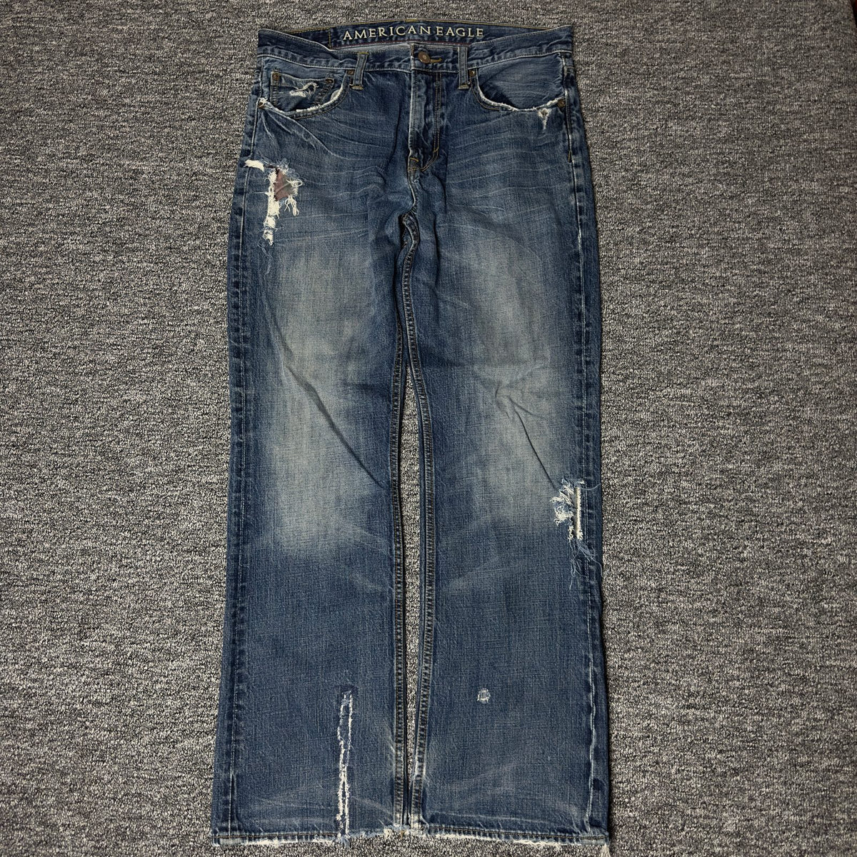 Y2K American Eagle Bootcut Jeans Mens 34x34 Distressed