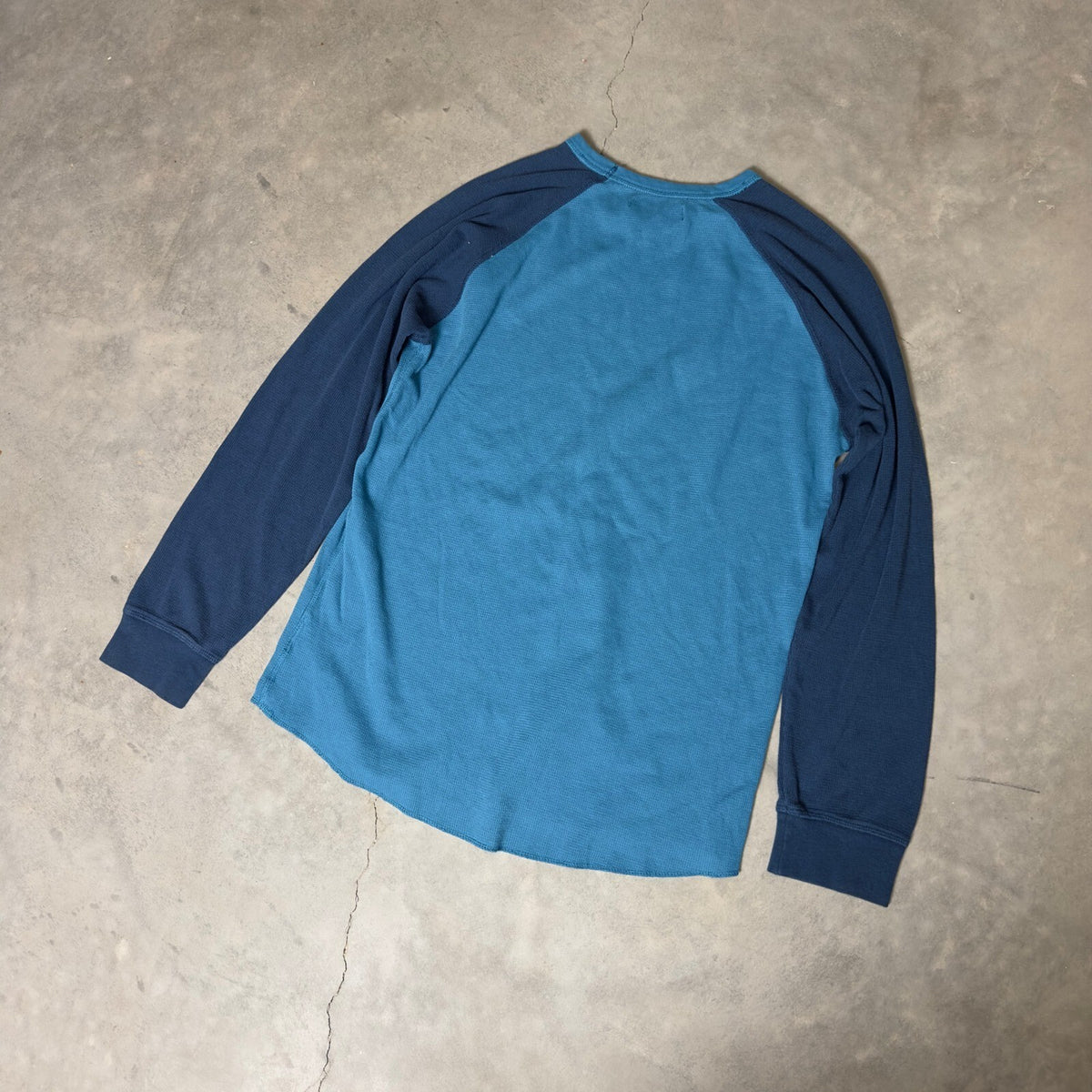 Volcom Raglan Thermal Shirt Mens XL Blue Waffle Knit Skate