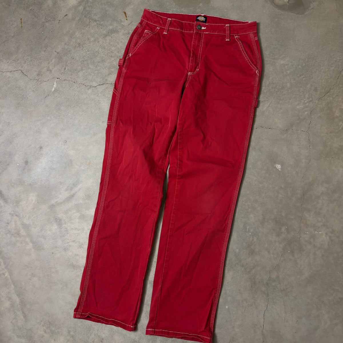 Dickies Carpenter Pants Size 28 Red Contrast Stitch