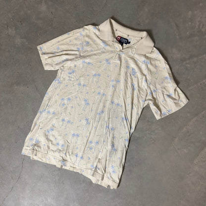 Vintage Chaps Polo Shirt Mens M Cream Tropical Golf Print