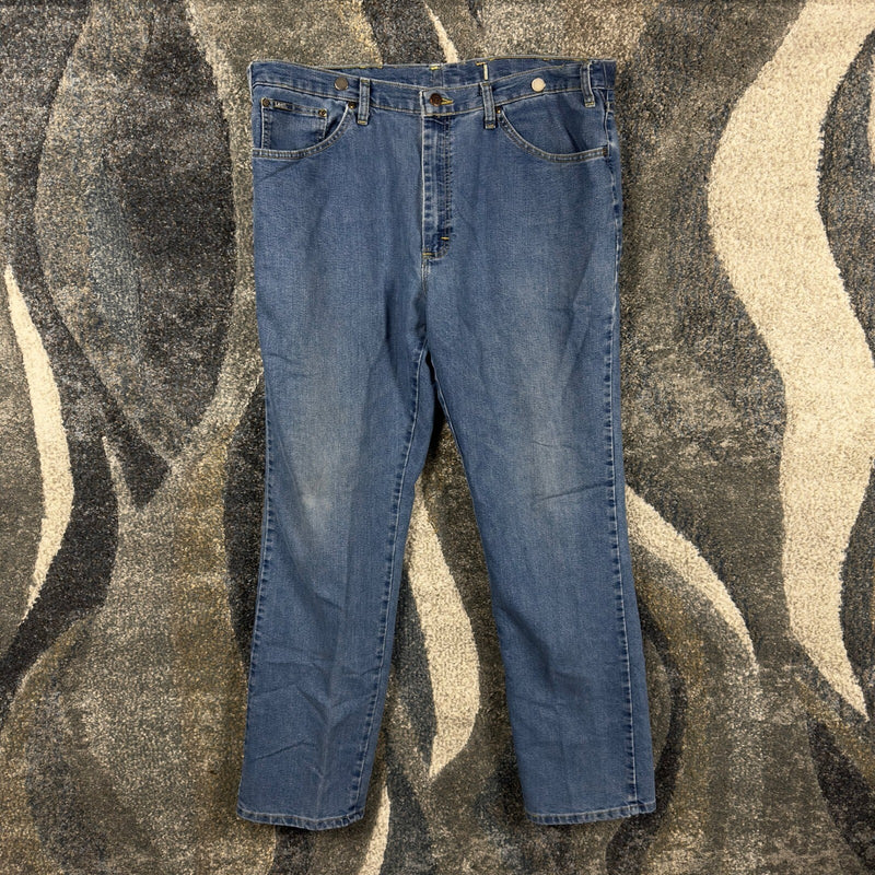 Lee Regular Fit Straight Jeans Mens 37x33 Medium Wash Blue