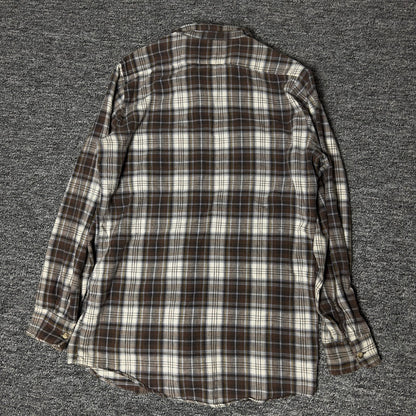 Woolrich Plaid Flannel Shirt Mens Brown Classic Workwear