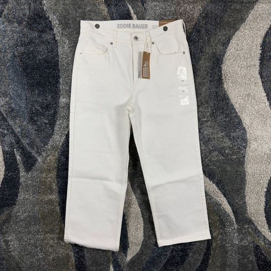 NWT Eddie Bauer Voyager Straight Crop Jeans Womens 10 White