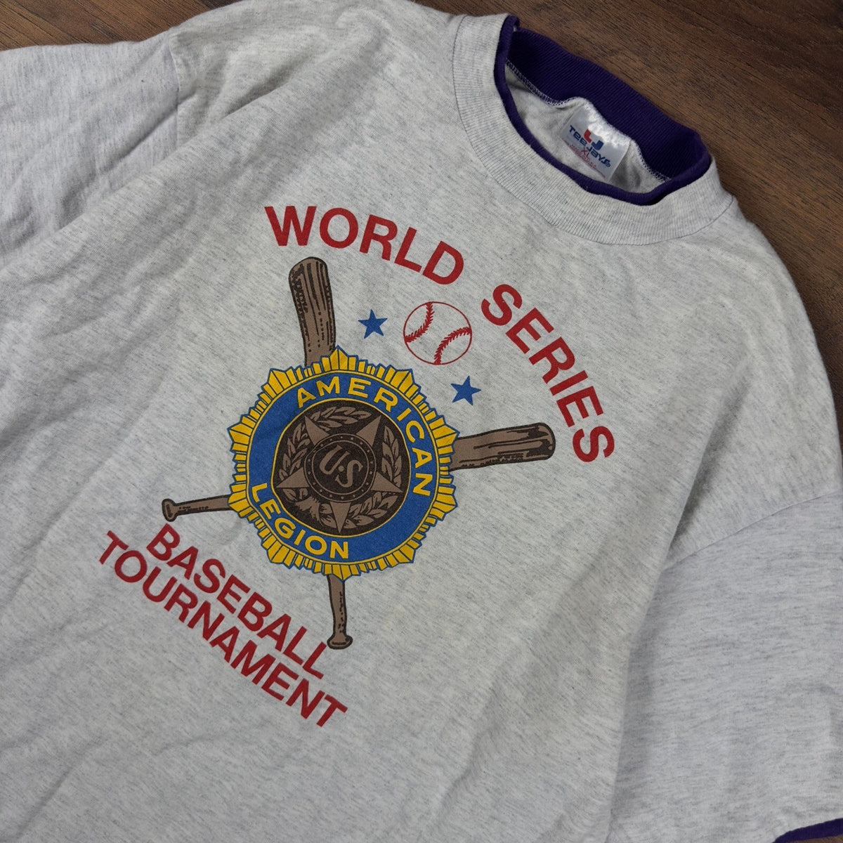 Vintage American Legion World Series T-Shirt Mens XL Grey