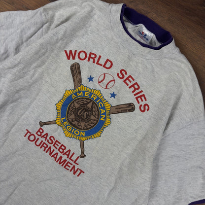 Vintage American Legion World Series T-Shirt Mens XL Grey