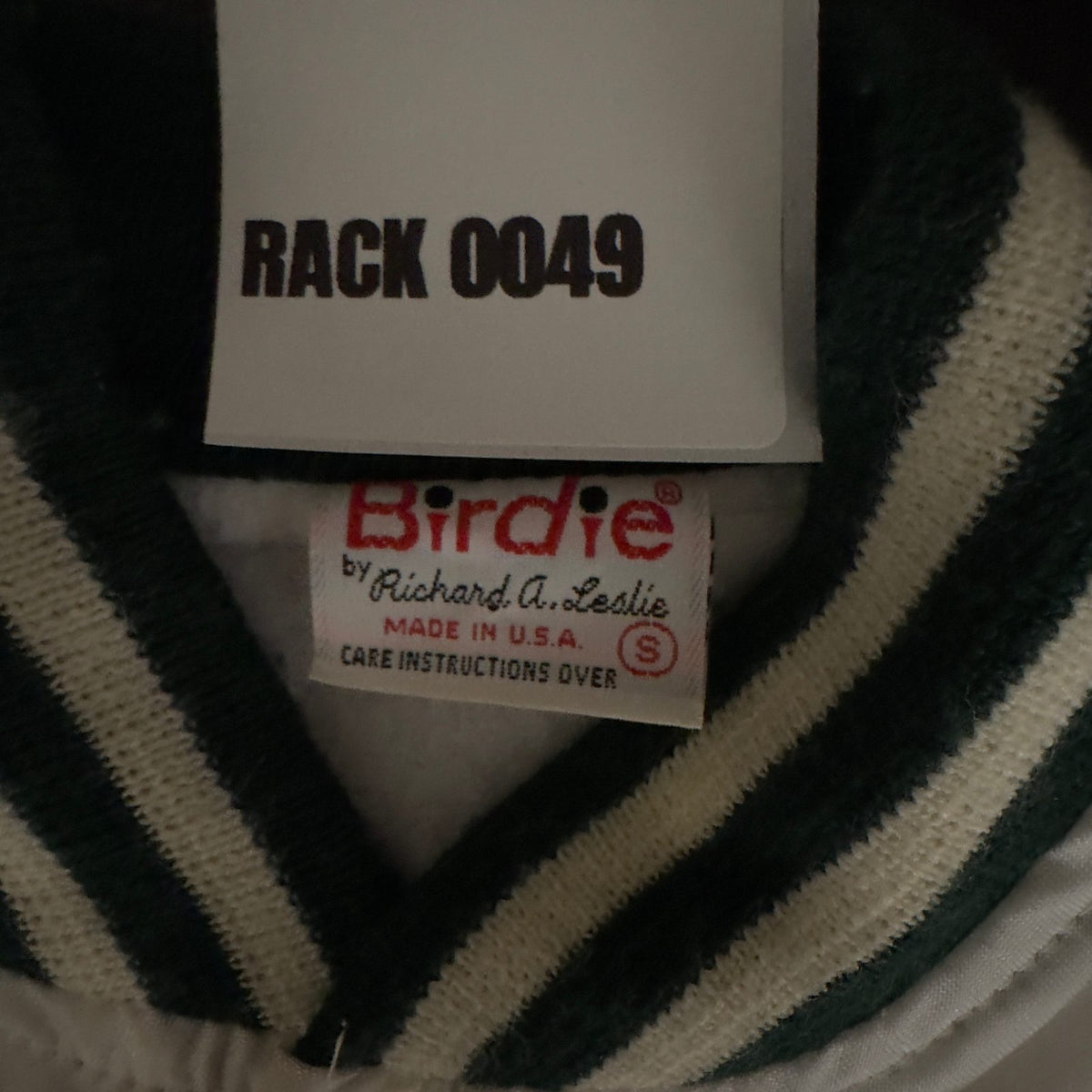 Birdie Heileman's Beer Satin Bomber Jacket S White Green