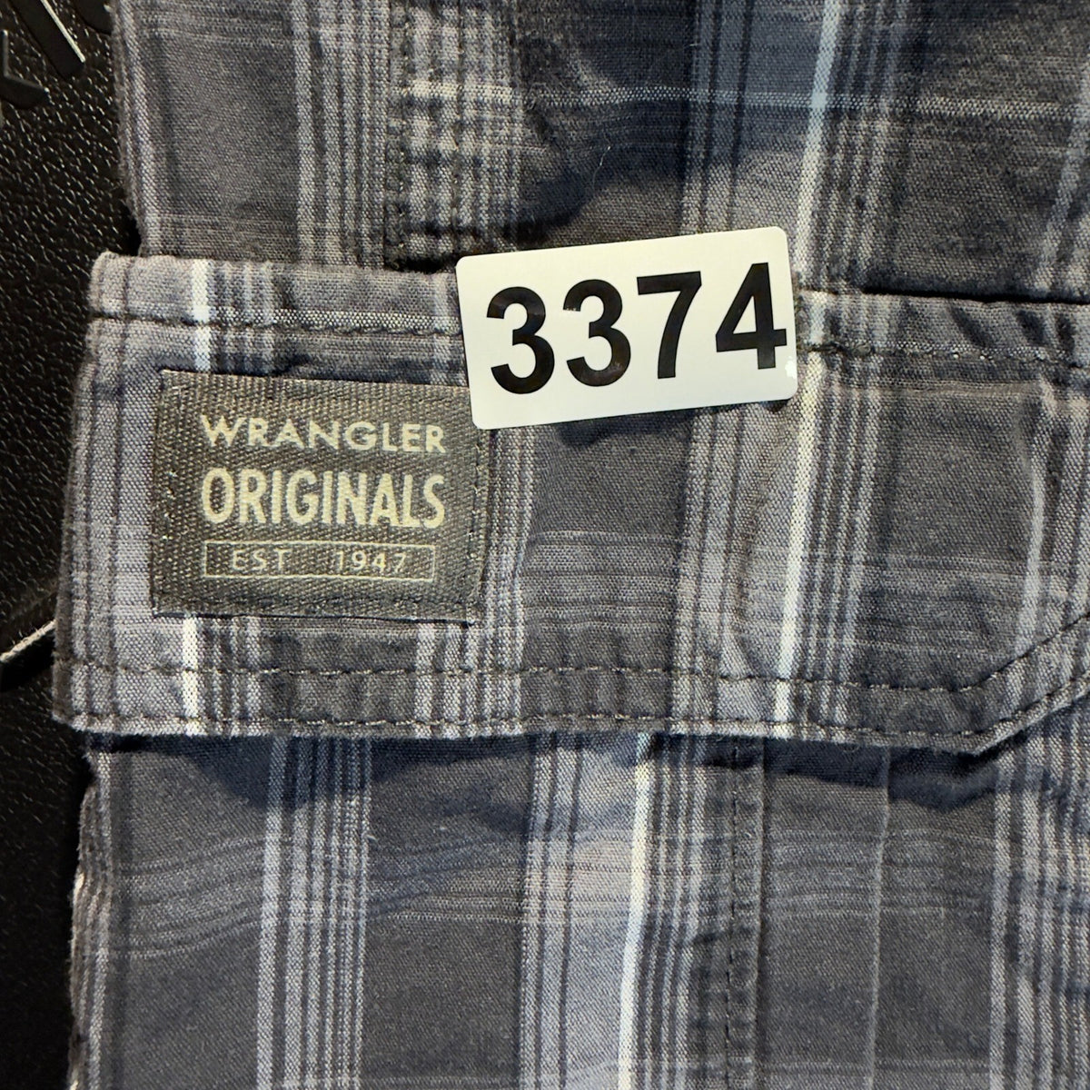 Wrangler Originals Cargo Shorts Mens 34 Grey Plaid
