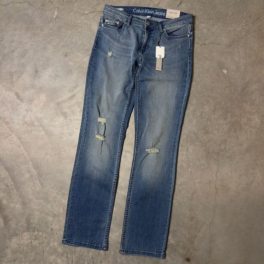 NWT Calvin Klein Straight Jeans Womens 29x32 Distressed