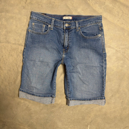 Levi's 515 Bermuda Denim Shorts Womens 10 Blue Cuffed Baggy