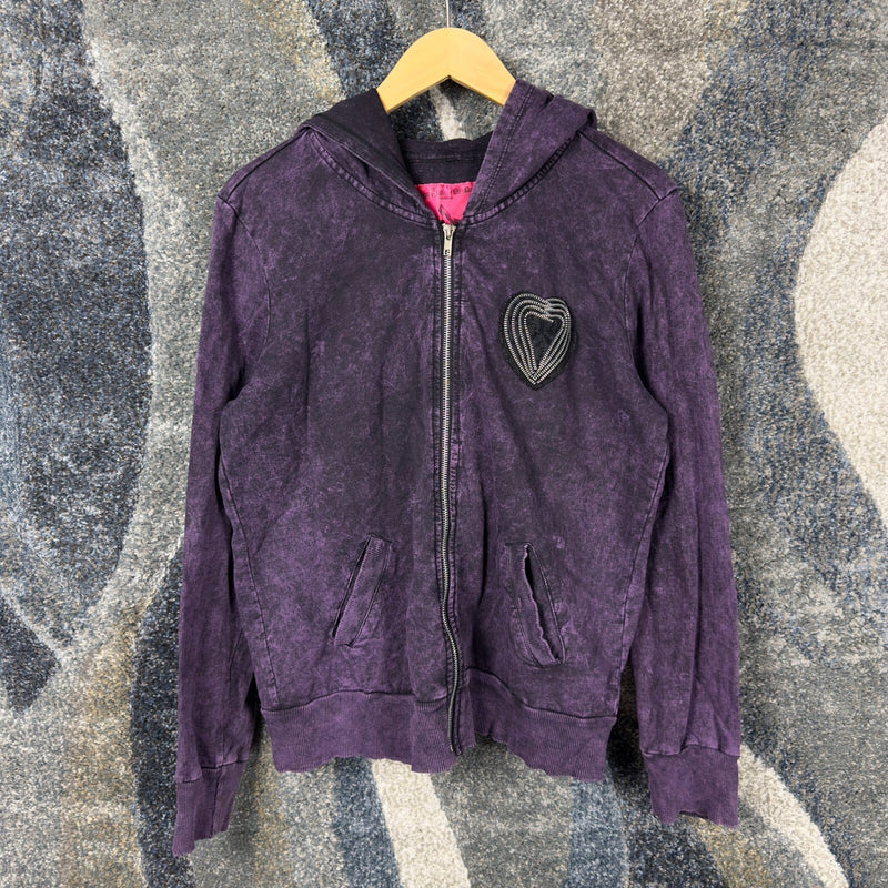 Y2K Almost Famous Couture Zip Hoodie Womens XL Purple Heart
