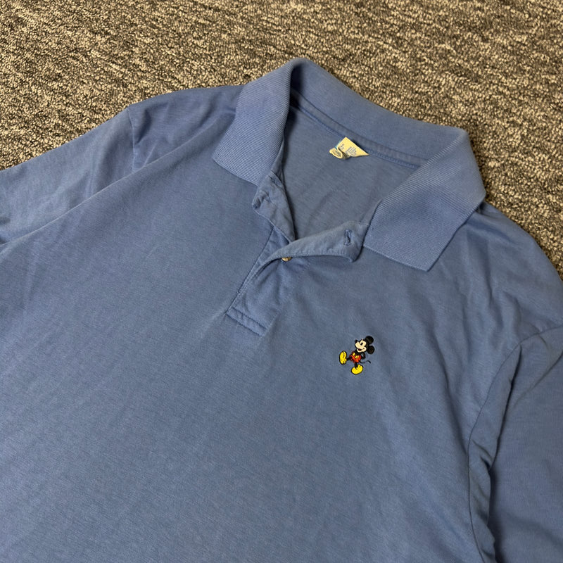 Vintage Disney Character Fashions Mickey Polo Mens L Blue