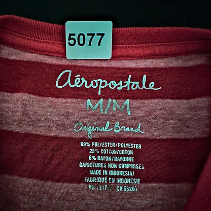 Aeropostale Love Sequin Graphic Tee Womens M Pink Striped