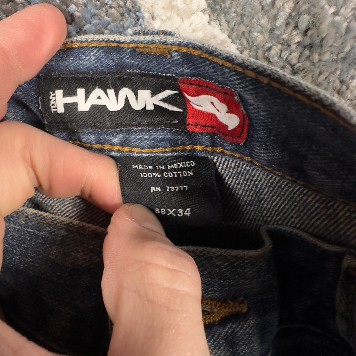 Y2K Tony Hawk Baggy Straight Jeans Mens 36x34 Medium Wash