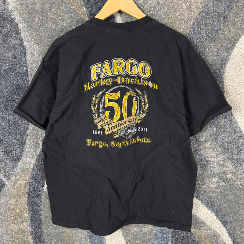 Harley Davidson Fargo 50th Anniversary T-Shirt Mens XL Black