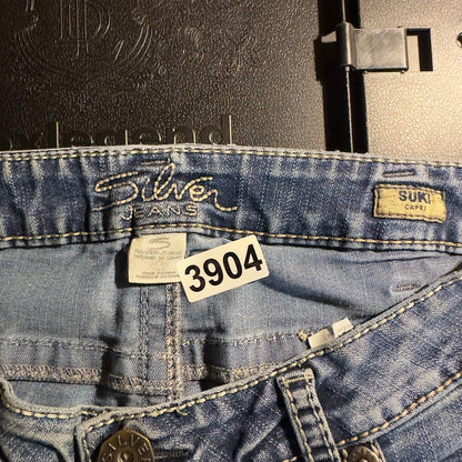 Silver Jeans Suki Capri Womens 14 Light Wash Denim