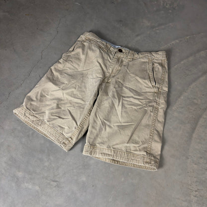Aeropostale Flat Front Khaki Shorts Mens 33 Tan Baggy Preppy