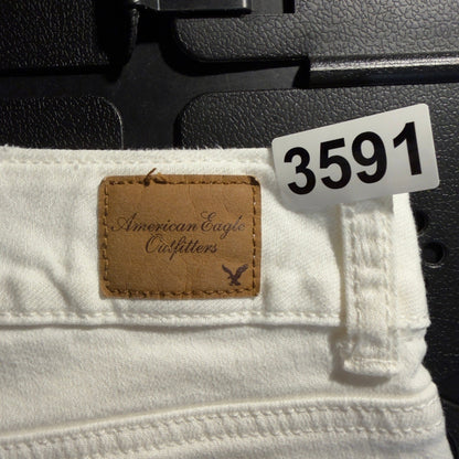 Vintage Y2K American Eagle Denim Shorts Women 4 White Frayed