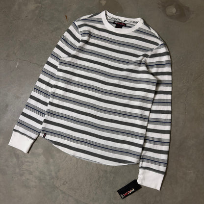 NWT Vintage Y2K Tony Hawk Striped Thermal Shirt Mens L Gray