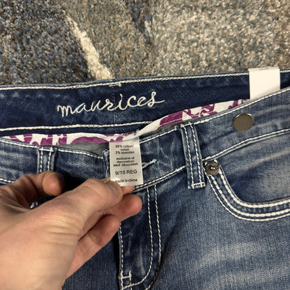 NEW Maurices Kaylee Distressed Capri Jeans Womens 9/10 Blue
