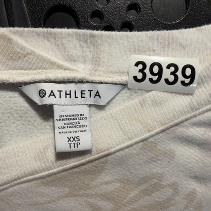 Athleta Marbled Print Pullover Sweatshirt Womens XXS Cream