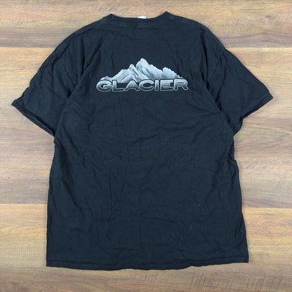Glacier Mountain Graphic T-Shirt Mens XL Black National Park