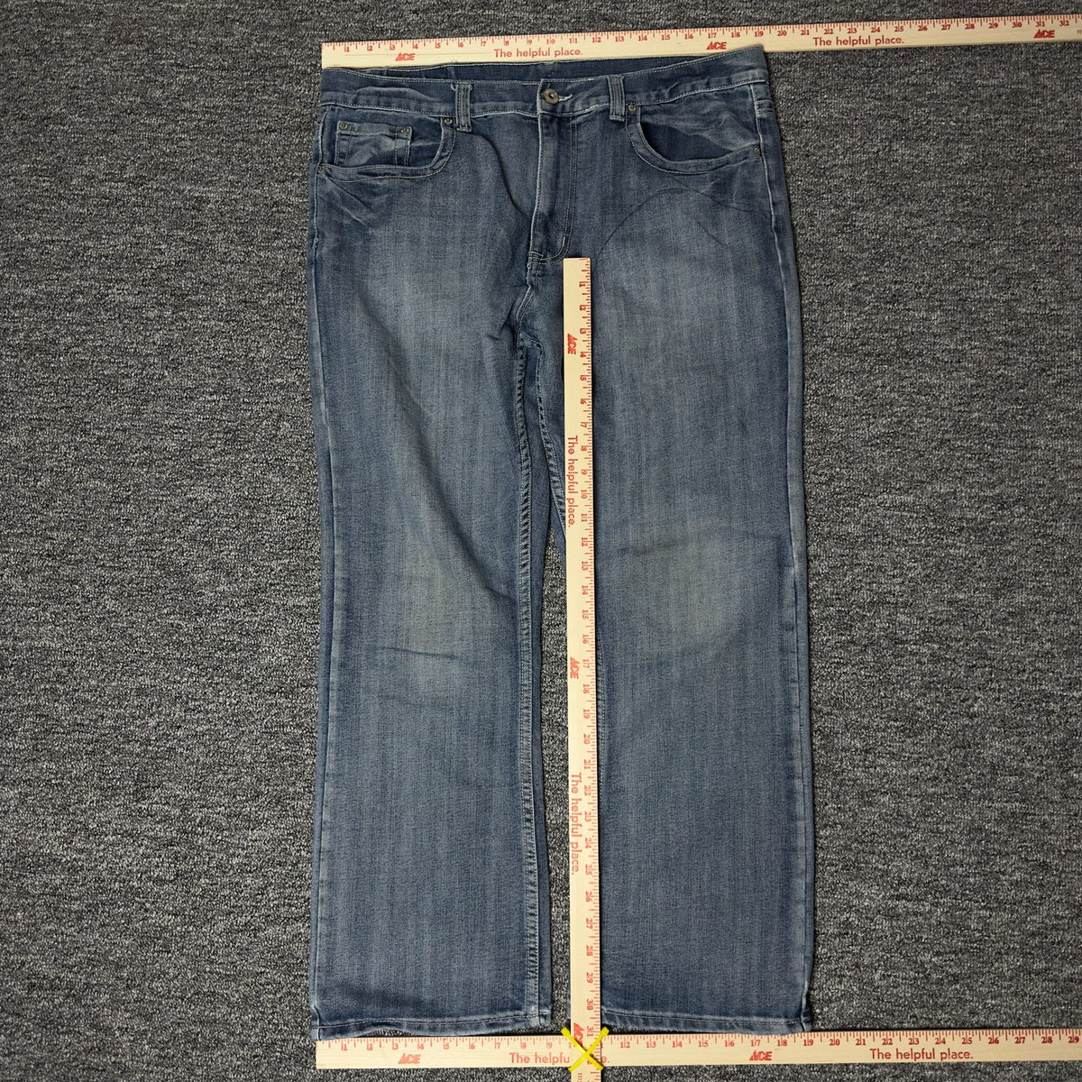 Mens Bootcut Jeans 38x30 Light Wash Western Flap Pocket Y2K
