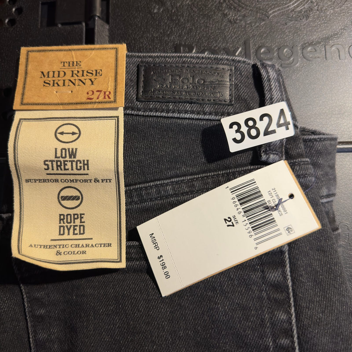 NWT Polo Ralph Lauren Mid Rise Skinny Jeans 27 Black