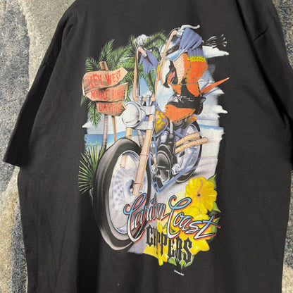 Caribbean Coast Choppers T-Shirt Mens 2XL Black Parrot Biker