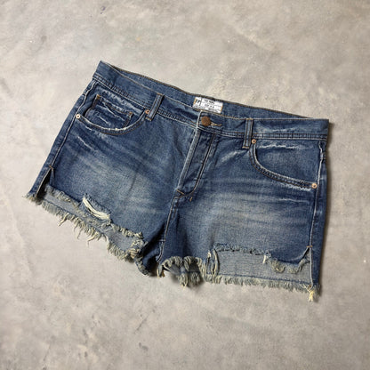 Free People Denim Cut Off Shorts Womens 31 Blue Distressed