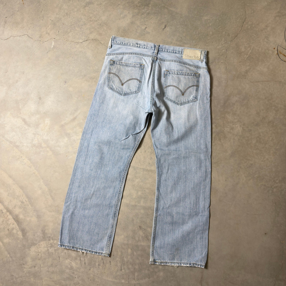 Vintage SilverTab Bootcut Jeans Mens 36x30 Light Wash Baggy