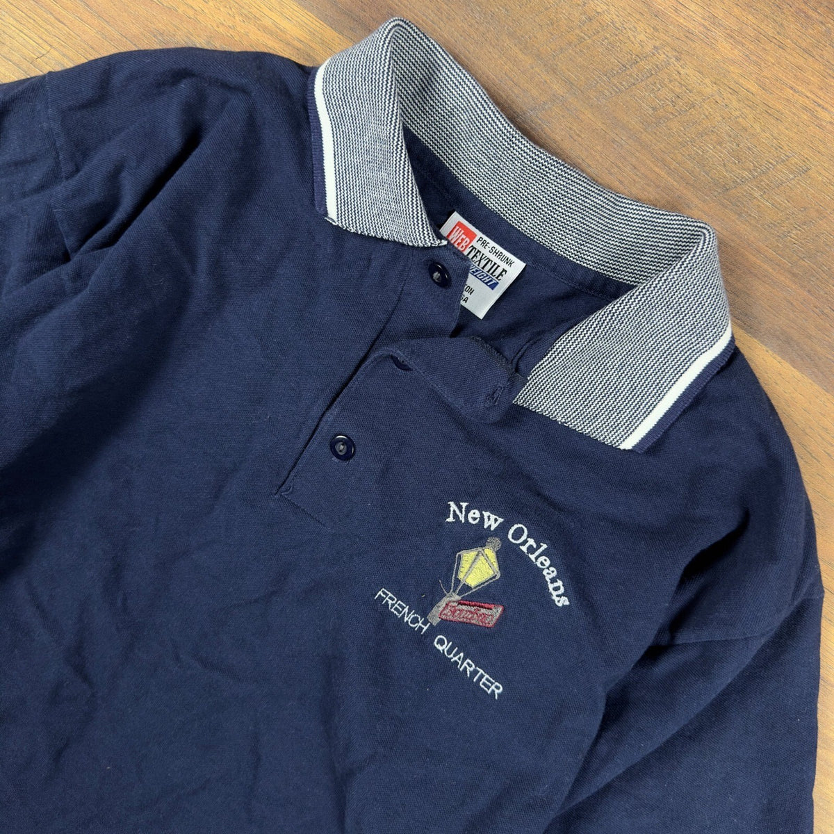 Vintage New Orleans French Quarter Polo Mens L Navy Blue