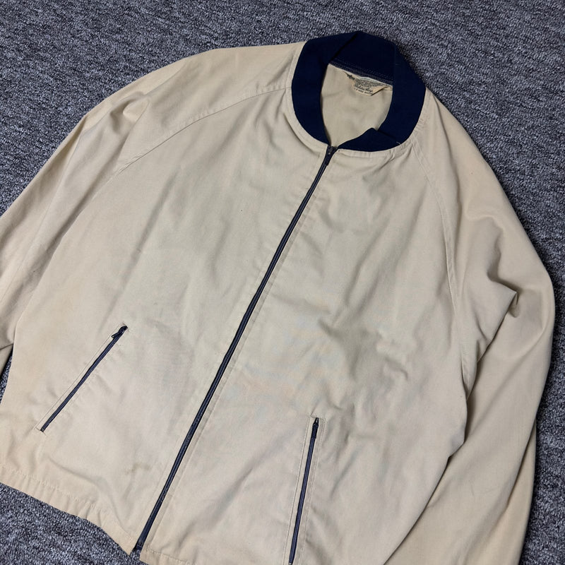 Kmart Zip Bomber Jacket Mens Beige Navy Collar
