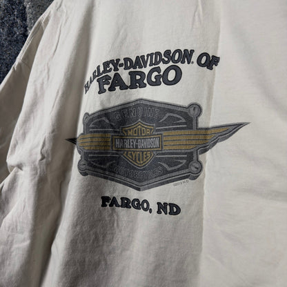 Harley Davidson Fargo ND Pocket T-Shirt Mens 2XL Cream 2012