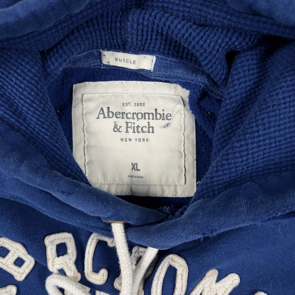 Abercrombie & Fitch Muscle Fit Hoodie Mens XL Navy Graphic
