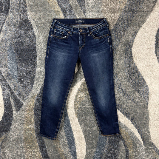 Silver Jeans Suki Skinny Crop Womens W28 L25 Dark Indigo